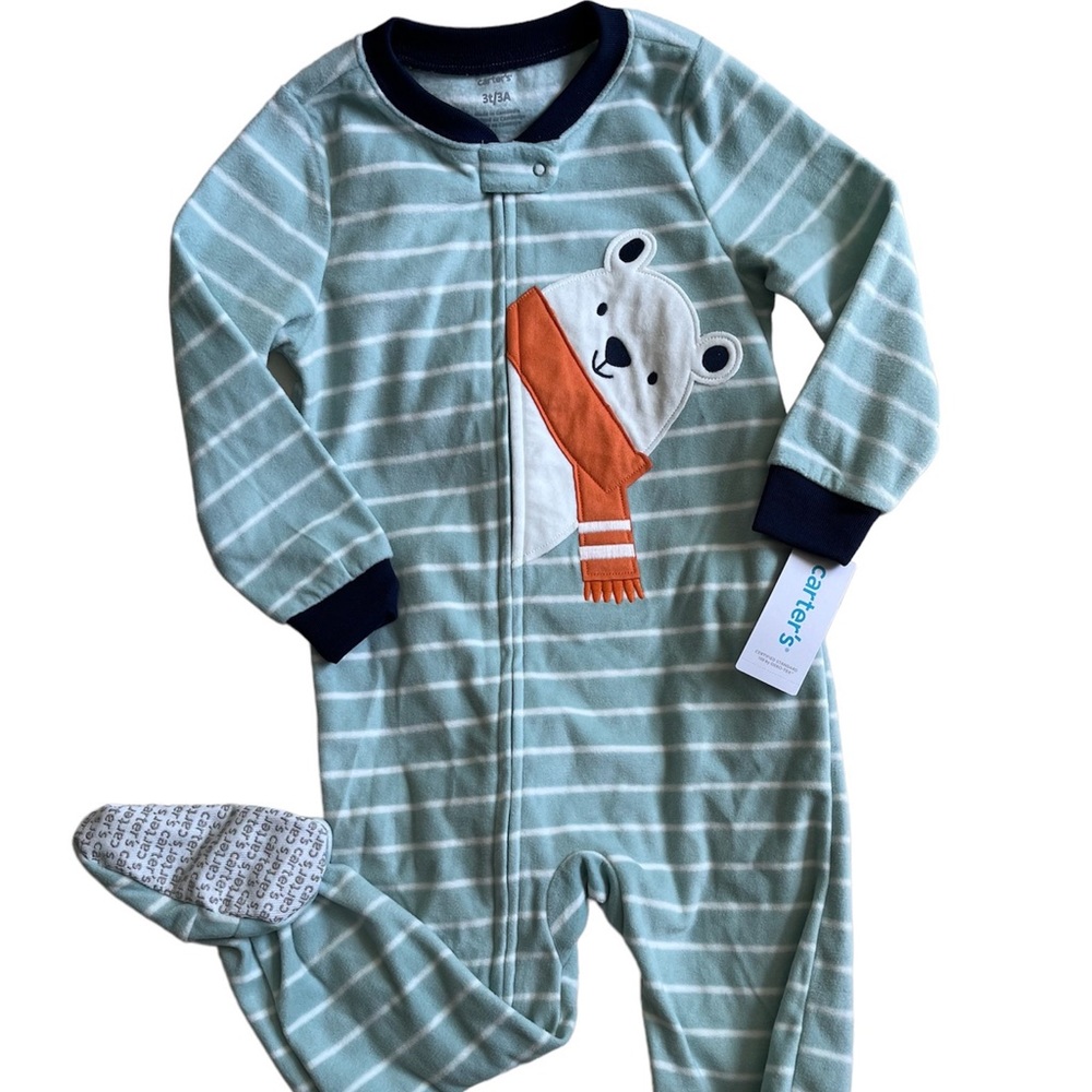 Carter’s polar bear fleece footed pajamas 3T new